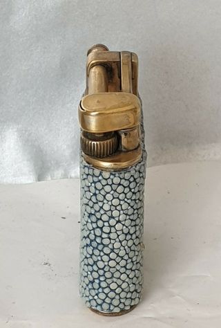 Vintage Gold Plated Dunhill Standard Petrol Lighter Shagreen Wrapped 4