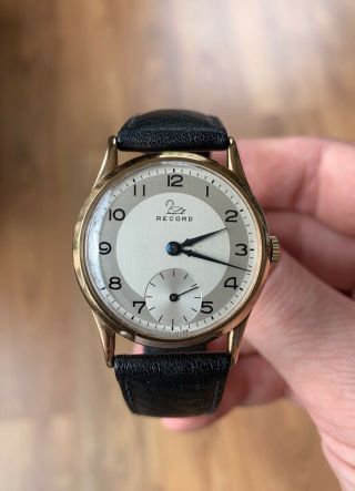 1955 Record 9ct Solid Gold Swiss vintage wrist watch,  serviced and ready to wear 2