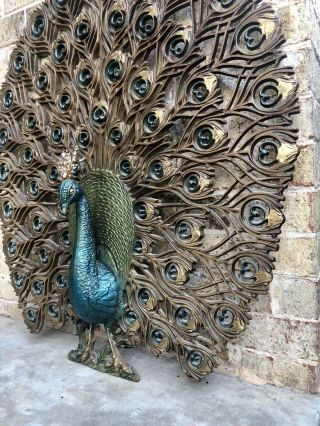 Large Vintage Mid Century Burwood Wall Hanging peacock 3