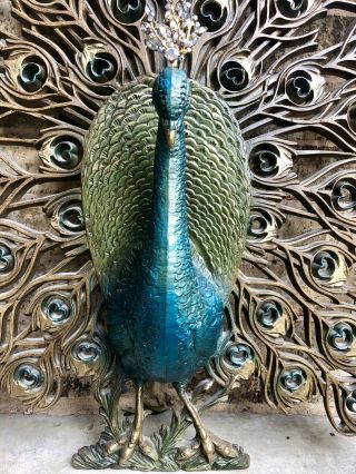 Large Vintage Mid Century Burwood Wall Hanging peacock 4