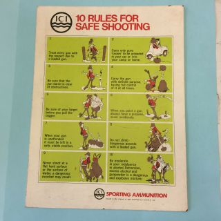 Vintage Ici Sporting Ammunition Shop Advertising Sign 10 Rules Of Safe Shooting