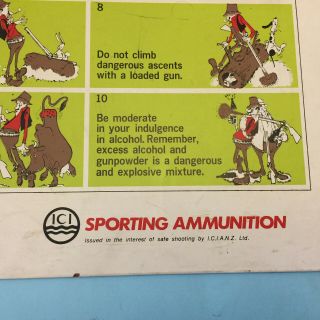 Vintage ICI Sporting Ammunition Shop Advertising Sign 10 Rules of Safe Shooting 2