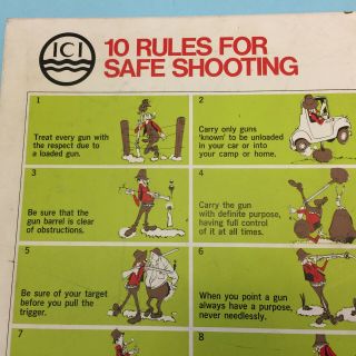 Vintage ICI Sporting Ammunition Shop Advertising Sign 10 Rules of Safe Shooting 3