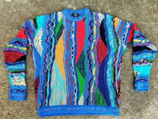 Vintage 90s Coogi Australia Multi - Color Mercerised Cotton Biggie Sweater 2xl