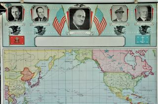 6 Maps Bound Together From 1943,  World War 2 Theaters; Patriotic Themes: 36x28