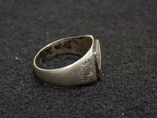 WWII US Army Sterling Silver & Gold Trench Art Ring - Sz.  9 - 1944 Manila 2