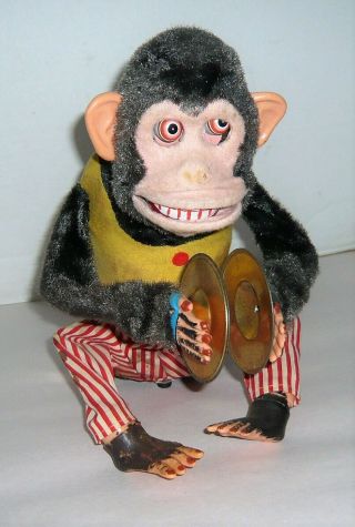 Vintage Jolly The Chimp Cymbal Playing Monkey Battery Op.  Toy