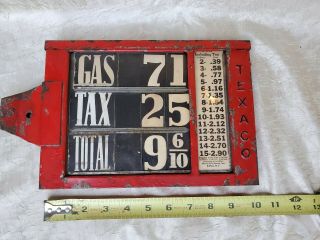 Vintage Texaco Visible Gas Pump Station Price Sign Rare 1930 ' s 12