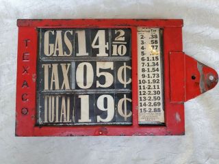 Vintage Texaco Visible Gas Pump Station Price Sign Rare 1930 