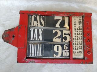 Vintage Texaco Visible Gas Pump Station Price Sign Rare 1930 ' s 2