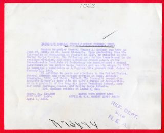 1945 USMC Marine General Thomas J.  Cushman 8x10 News Photo 2