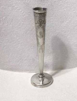 Tiffany & Co Sterling Silver Flower Vase Brite Cut Engraving