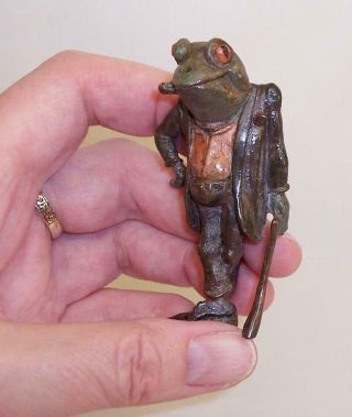 Rare Cold Painted Bronze Vintage Mr Toad Miniature Wind In The Willows Frog