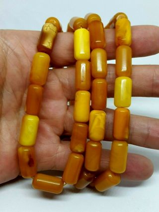 Antique Natural Baltic Amber ISLAMIC 45 PRAYER BARREL ROSARY Butterschotch 39,  1g 3