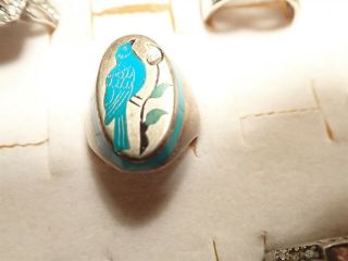 Rare Native American Henry & Linda Barber Zuni Bird Sterling Silver Ring