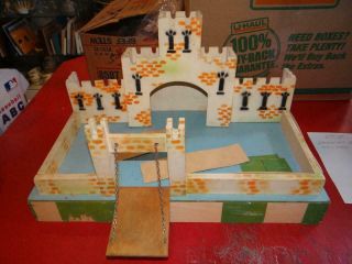 Vintage Wooden Medieval Toy Castle 19 " X11 " X11 " Jr6438