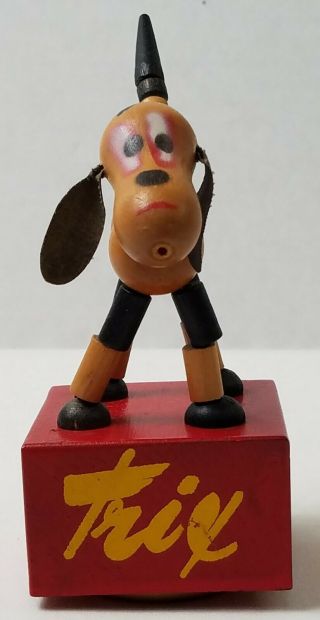 Vintage Wakouwa Trix The Dog Push Puppet Toy
