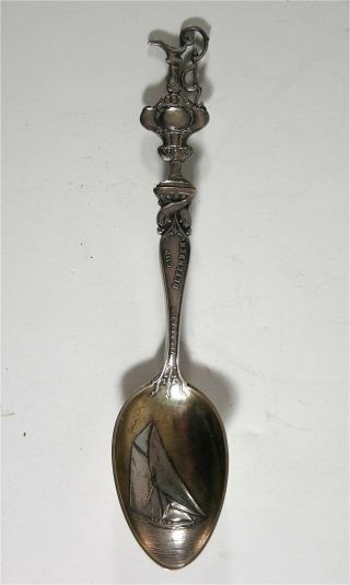 1893 Americas Cup Yacht Race Sterling Silver Figural Handle Souvenir Spoon 2
