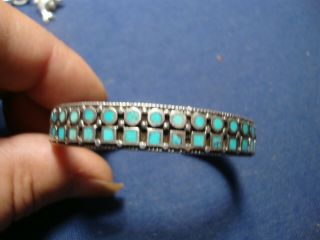 Grandmas Turquoise Sterling Silver Old Pawn Big Chunky Bracelet