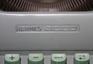 Vintage 1966 Hermes 3000 Seafoam Green Portable Typewriter with Case & Brushes 6