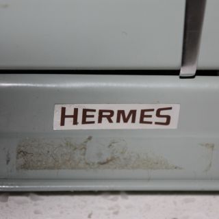 Vintage 1966 Hermes 3000 Seafoam Green Portable Typewriter with Case & Brushes 8