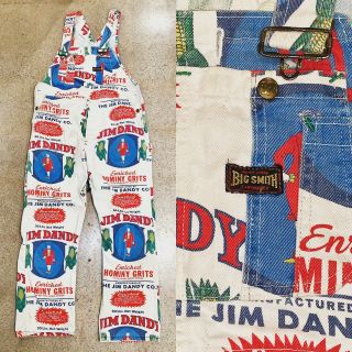 Vtg 60s Sanforized 38 X 29 Big Smith Print Jeans Jim Dandy Grits Overalls Hippie