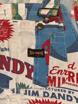 Vtg 60s SANFORIZED 38 x 29 Big Smith Print Jeans Jim Dandy Grits Overalls Hippie 2