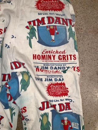 Vtg 60s SANFORIZED 38 x 29 Big Smith Print Jeans Jim Dandy Grits Overalls Hippie 5