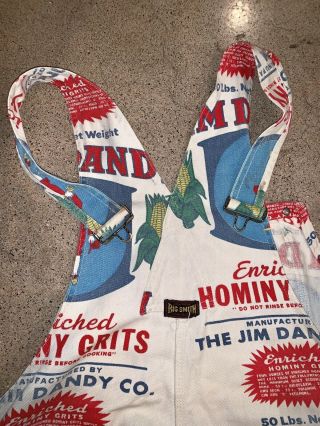 Vtg 60s SANFORIZED 38 x 29 Big Smith Print Jeans Jim Dandy Grits Overalls Hippie 7