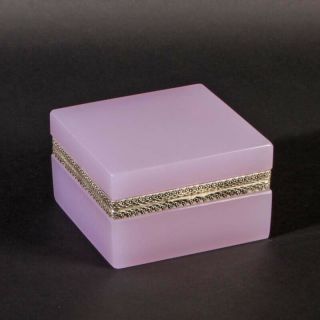 Vintage French Opaline Casket Box Square Silver Metal Alexandrite 1935 - 40 Org.