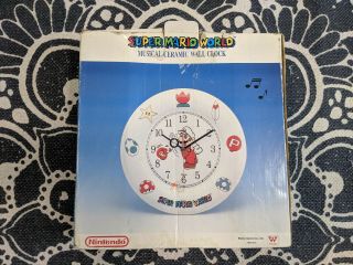 Rare Vintage 1993 Mario World Musical Ceramic Wall Clock 2
