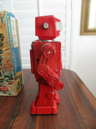 VINTAGE SWIVEL - O - MATIC RED ASTRONAUT ROBOT W/ BOX - HORIKAWA JAPAN 1960s 4