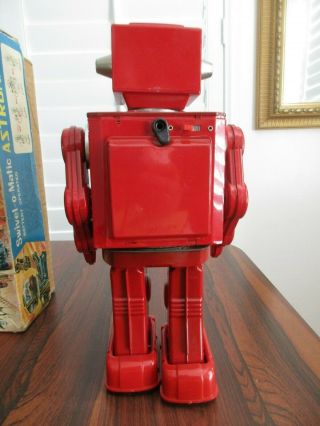 VINTAGE SWIVEL - O - MATIC RED ASTRONAUT ROBOT W/ BOX - HORIKAWA JAPAN 1960s 5