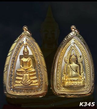 Phra Lp Sothon Thai Magic Amulet Buddha Gold Case Gem Pendant Necklace Rare K345