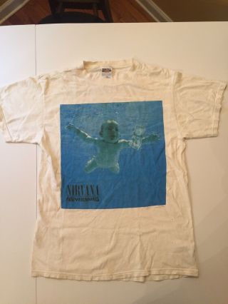 Nirvana 1992 Rare Nevermind Shirt Lg Tracklisting Kurt Cobain