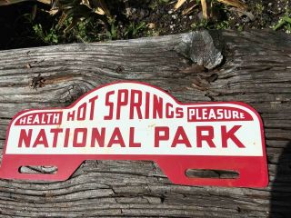 Vintage Hot Springs Arkansas National Park Souvenir Ad License Plate Topper
