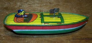 Vintage Tin Windup Toy Boat Key Wind Up