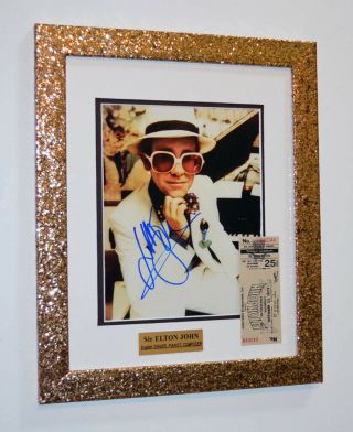 Rare Signed Elton John Autograph,  Uacc,  Frame,  Ticket,  Dvd,  Rocketman Comic