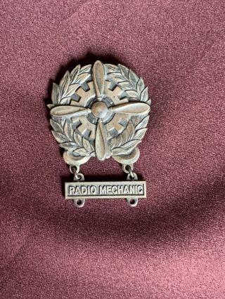 Wwii Ww2 Us Army Air Corp Sterling Technical Badge Radio Mechanic