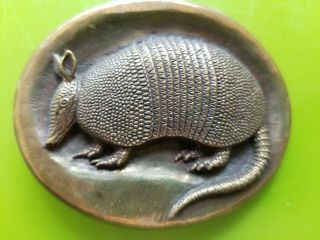 James Avery 9 Banded Armadillo Belt Buckle Bronze Texas State Small Mammal 3d