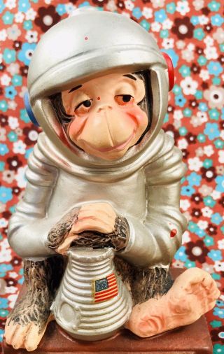 RARE NASA Moon Landing Collectible Ham Chimp Monkey Figurine Napco - SPACE RACE 2