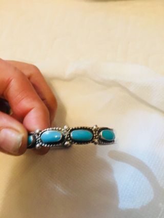 Authentic Signed By Jimmie Etsate - Zuni Sterling Turquoise Vintag Cuff Bracelet