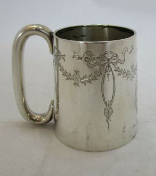 Good Antique George V Sterling Silver Christening Mug,  Chester 1922,  126 Grams