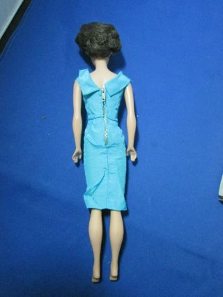Vintage BARBIE Doll - Brunette Bubblecut 850 - Turquoise Sheath Bow dress - BOX 6