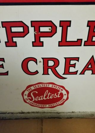 Vintage 1920 ' s Supplee Ice Cream Porcelain 2 Sided Sidewalk Sign - 2