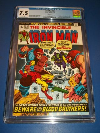 Iron Man 55 Starlin 1st Thanos Drax Rare Uk Variant Cgc 7.  5 Vf - Key Wow