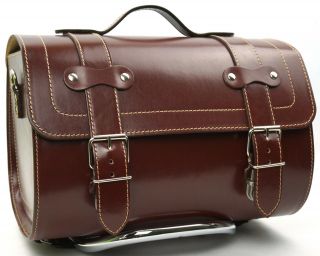 Medium Leather Top Case Roll Bag Vespa Primavera Px Lxv Gts Gtv Vintage Brown