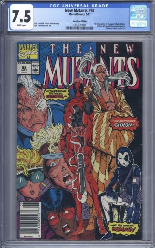 Mutants 98 Vol 1 Cgc 7.  5 Australian $1.  50 Variant Extremely Rare Deadpool