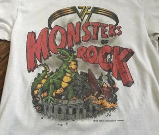 Vintage 88’ Auth - Van Halen MONSTERS OF ROCK TOUR Concert T - Shirt Large Made USA 3