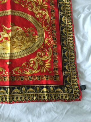 ATELIER VERSACE Vintage Baroque Art Nouveau Red Gold Scarf.  100 Silk 2